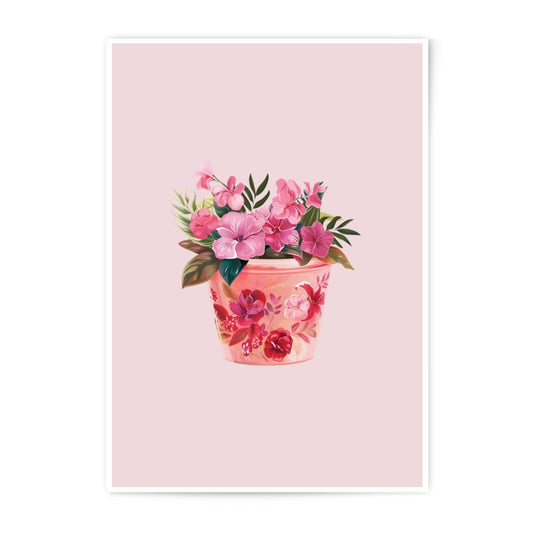 Floral Photographic Prints, Pink Flowers Art, Flower Pot Decor, Botanical Wall Art, Home Decor Gift - Tawshia