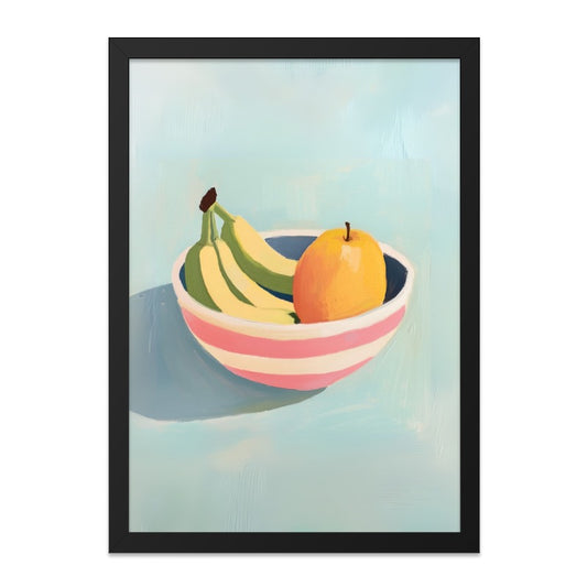 Fruit Bowl Wall Art, Still Life Painting Print, Kitchen Decor, Modern Art Print, Banana and Apple Art, Foodie Gift, Framed Art - Tawshia