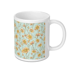 Vintage Floral Coffee Mug with Yellow Blossoms product type