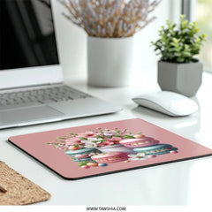 Macarons and Flowers Mouse Pad, Dessert Art Mousepad, Cute Desk Decor, Floral Mousepad, Spring Office Decor, Foodie Gift, Computer Accessory - Tawshia