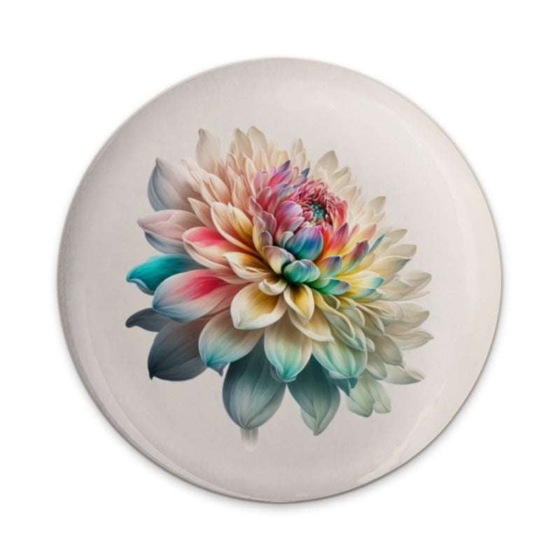 Dahlia Flower Pinback Button, Floral Badge, Colorful Flower Art, Flower Lover Gift, Botanical Button, Unique Design Pin, Aesthetic Button - Tawshia