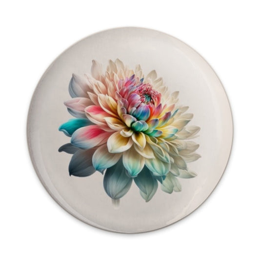 Dahlia Flower Pinback Button, Floral Badge, Colorful Flower Art, Flower Lover Gift, Botanical Button, Unique Design Pin, Aesthetic Button - Tawshia