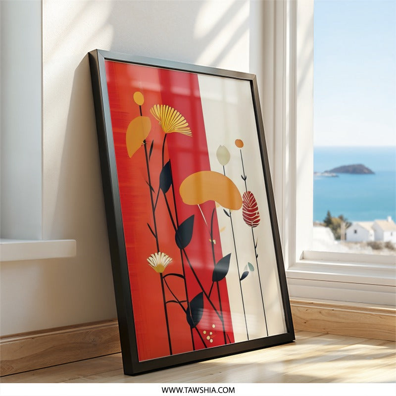 Modern Floral Wall Art, Abstract Botanical Print, Contemporary Flower Design, Stylish Home Decor, Trendy Art Print, Unique Wall Decor - Tawshia