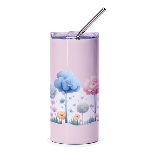 Floral Tumbler, Flower Garden Tumbler, Artistic Tumbler, Pastel Flower Tumbler, Whimsical Tumbler, Cute Tumbler, Drinkware, Gift Idea - Tawshia