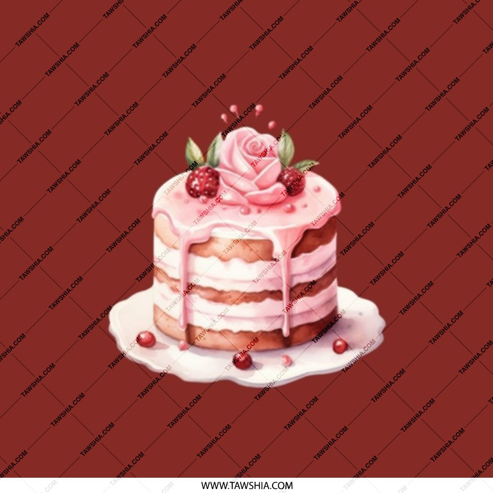 Cake Pocket Mirror, Pink Cake Art, Dessert Gift, Rose Cake Design, Birthday Gift for Baker, Cute Makeup Mirror, Foodie Present - Tawshia