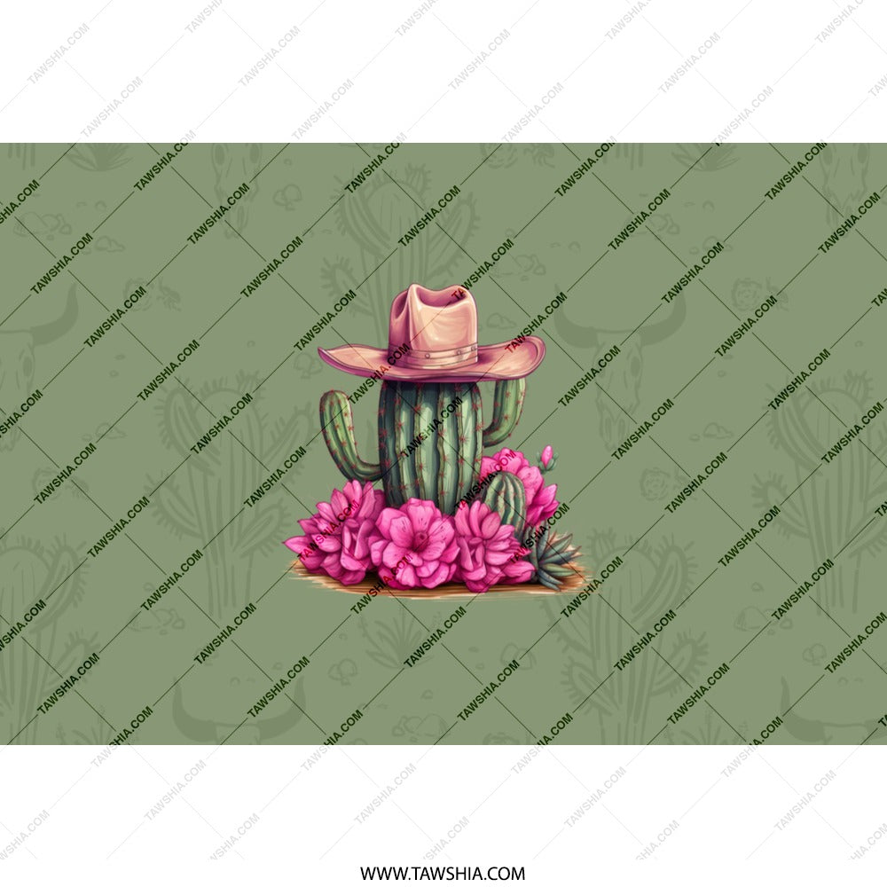 Cactus Tumbler, Cowboy Hat Tumbler, Desert Tumbler, Floral Cactus Tumbler, Gift for Cactus Lover, Unique Tumbler Design - Tawshia