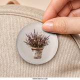 Lavender Pinback, Floral Pin, Potted Plant, Cute Badge, Botanical Pin, Garden Decor, Gift for Plant Lover, Aesthetic Button, Trendy Style - Tawshia