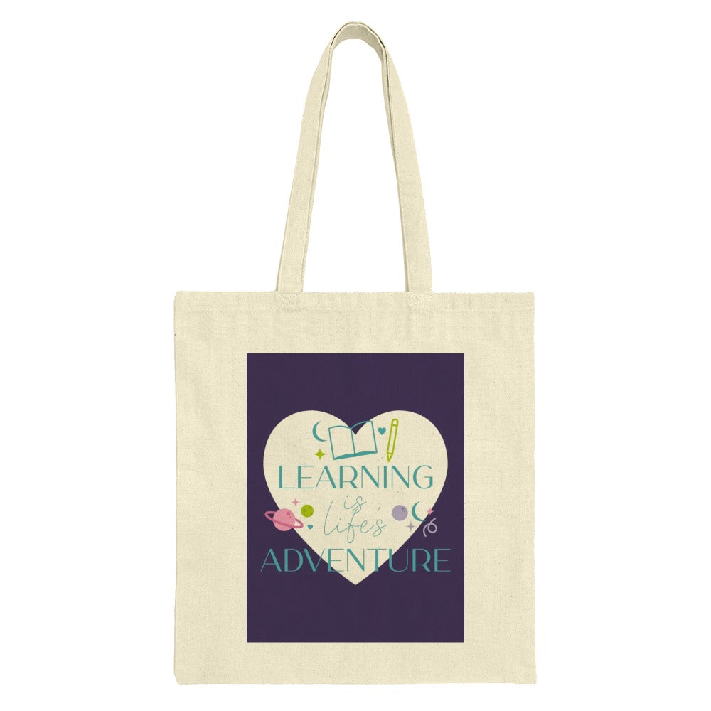 Learning is Life Tote Bag, Adventure Tote, Book Tote, Gift for Student, Teacher Tote Bag, Graduation Gift - Tawshia