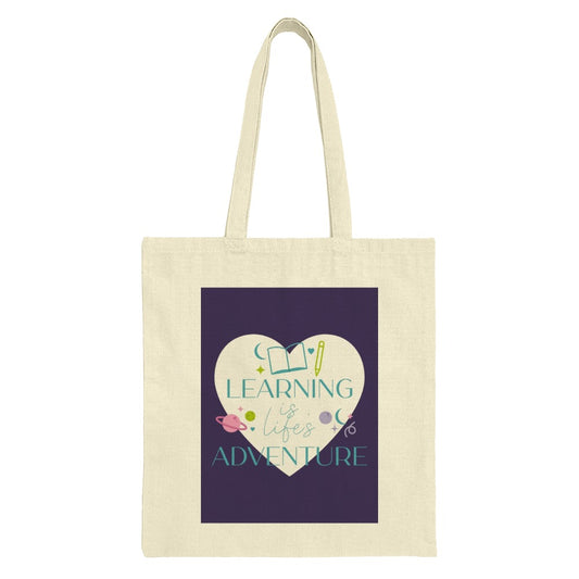 Learning is Life Tote Bag, Adventure Tote, Book Tote, Gift for Student, Teacher Tote Bag, Graduation Gift - Tawshia