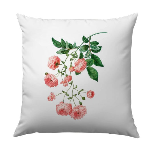Pink Rose Pillow, Floral Throw Pillow, Vintage Botanical Pillow, Cottagecore Home Decor, Flower Accent Pillow, Decorative Cushion - Tawshia