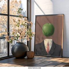 Son of Man Wall Art, Rene Magritte Print, Surrealist Decor, Apple Head Man Artwork, Framed Art Print, Office Decor, Home Wall Art - Tawshia