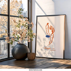 Vegan Superpower Wall Art, Carrots Print, Vegetarian Decor, Foodie Gift, Kitchen Wall Decor, Vegan Gift Idea - Tawshia