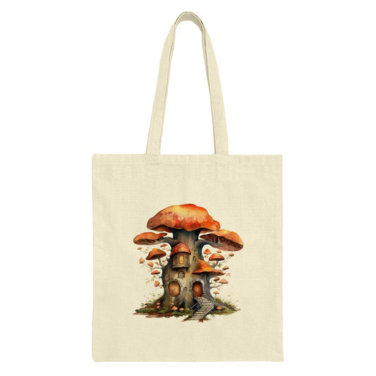 Mushroom House Tote Bag, Cottagecore Decor, Fungi Art Bag, Unique Gift Idea, Whimsical Tote, Nature Lover Gift, Forest Theme Bag - Tawshia