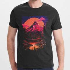 Vibrant Mountain Sunset Graphic T-Shirt product type
