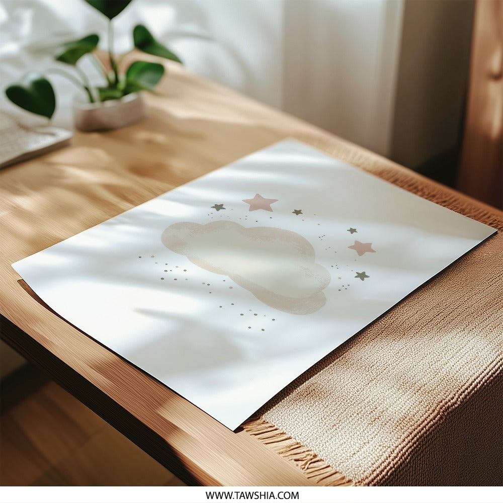 Cloud Stars Photographic Print, Nursery Decor, Celestial Art, Dreamy Print, Kids Room Art, Baby Shower Gift, Wall Art Print, Home Decor - Tawshia