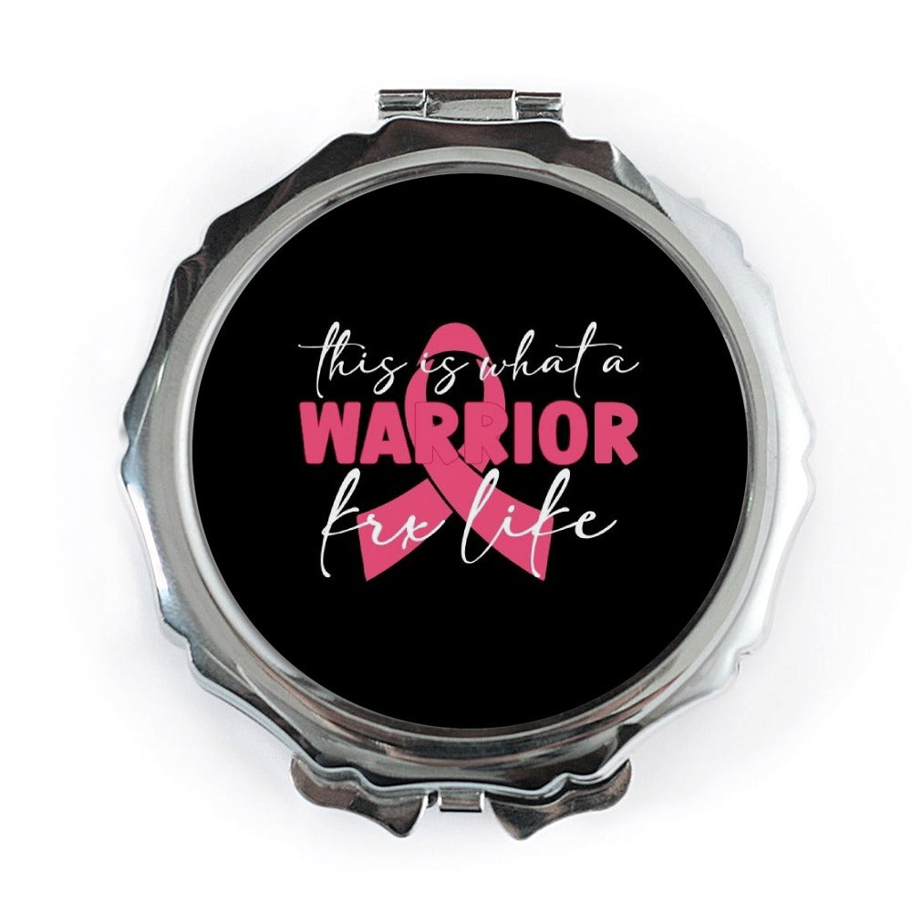 Warrior Pocket Mirror, Breast Cancer Awareness, Survivor Gift, Pink Ribbon Mirror, Inspirational, Gift for Her, Handbag Mirror - Tawshia
