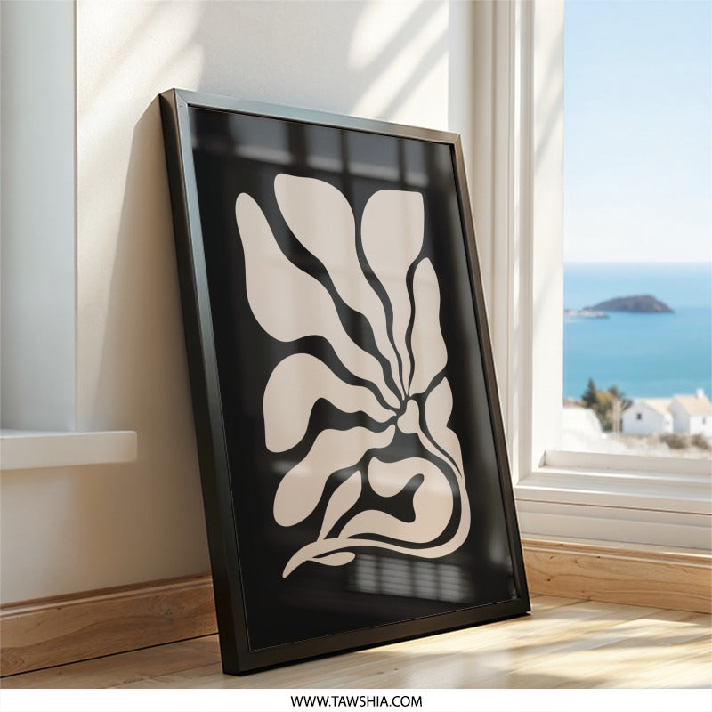 Beige Floral Wall Art, Abstract Flower Print, Minimalist Art Poster, Neutral Tone Decor, Botanical Wall Decor, Modern Home Art Print - Tawshia