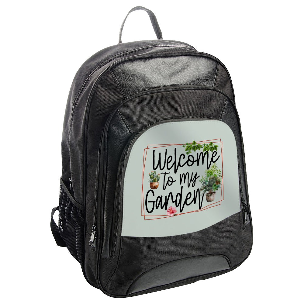 Welcome to My Garden Backpack, Floral Backpack, Plant Lover Gift, Gardening, Cactus, Fern, Hibiscus, Green Leaves, Botanical Backpack - Tawshia