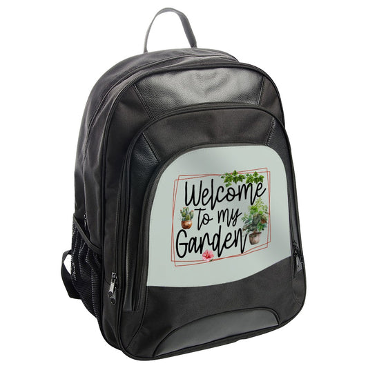 Welcome to My Garden Backpack, Floral Backpack, Plant Lover Gift, Gardening, Cactus, Fern, Hibiscus, Green Leaves, Botanical Backpack - Tawshia