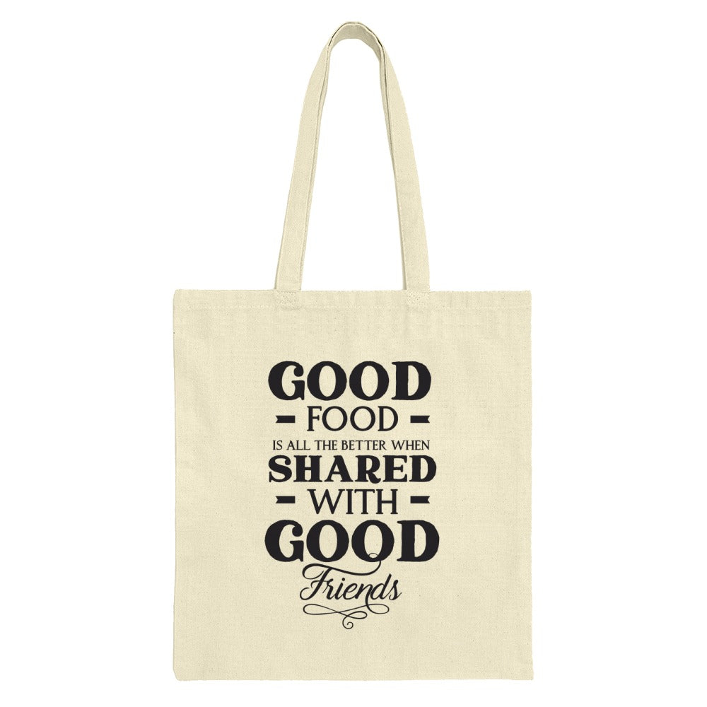 Good Food Good Friends Tote Bag, Minimalist Design Tote, Foodie Gift Idea, Casual Everyday Tote, Reusable Shopping Bag, Eco Friendly Tote - Tawshia