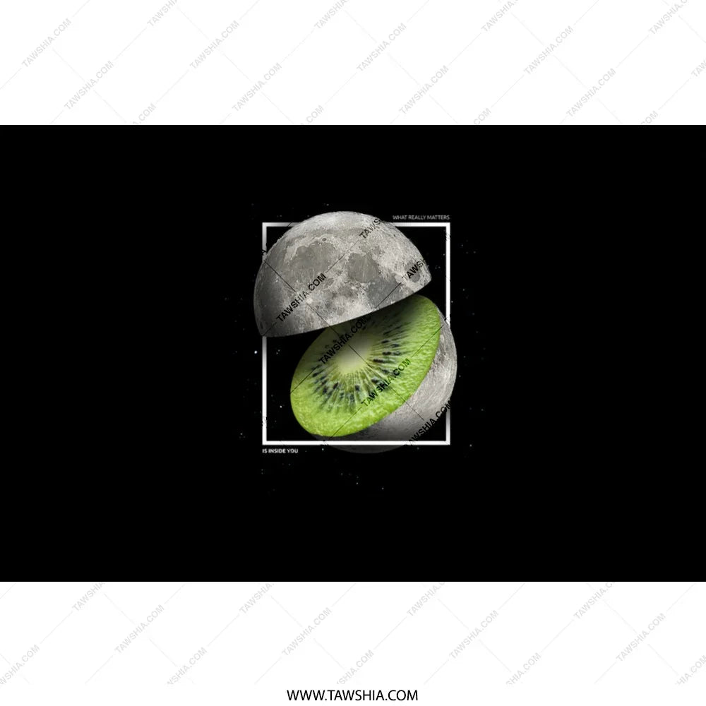 Creative Moon and Kiwi Artwork Graphic T-Shirt product