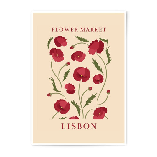 Flower Market Lisbon Photographic Print, Floral Art, Botanical Wall Decor, Modern Home Art Print, Poppy Art, Gift Idea - Tawshia