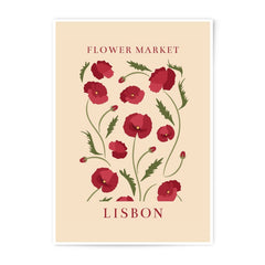 Flower Market Lisbon Photographic Print, Floral Art, Botanical Wall Decor, Modern Home Art Print, Poppy Art, Gift Idea - Tawshia