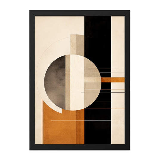 Abstract Geometric Wall Art, Modern Circle Print, Beige Black Orange Artwork, Minimalist Wall Decor, Contemporary Home Art - Tawshia