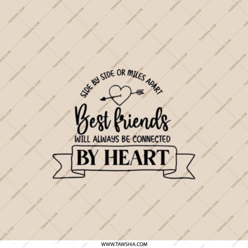 Best Friends Pocket Mirror, Connected by Heart, Friendship Gift, Long Distance Gift, Travel Mirror, Makeup Mirror, Cosmetic Mirror - Tawshia