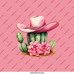 Pink Cowboy Hat Pocket Mirror, Cactus and Flowers, Western Style Makeup Mirror, Cute Compact Mirror, Cowgirl Gift Idea - Tawshia