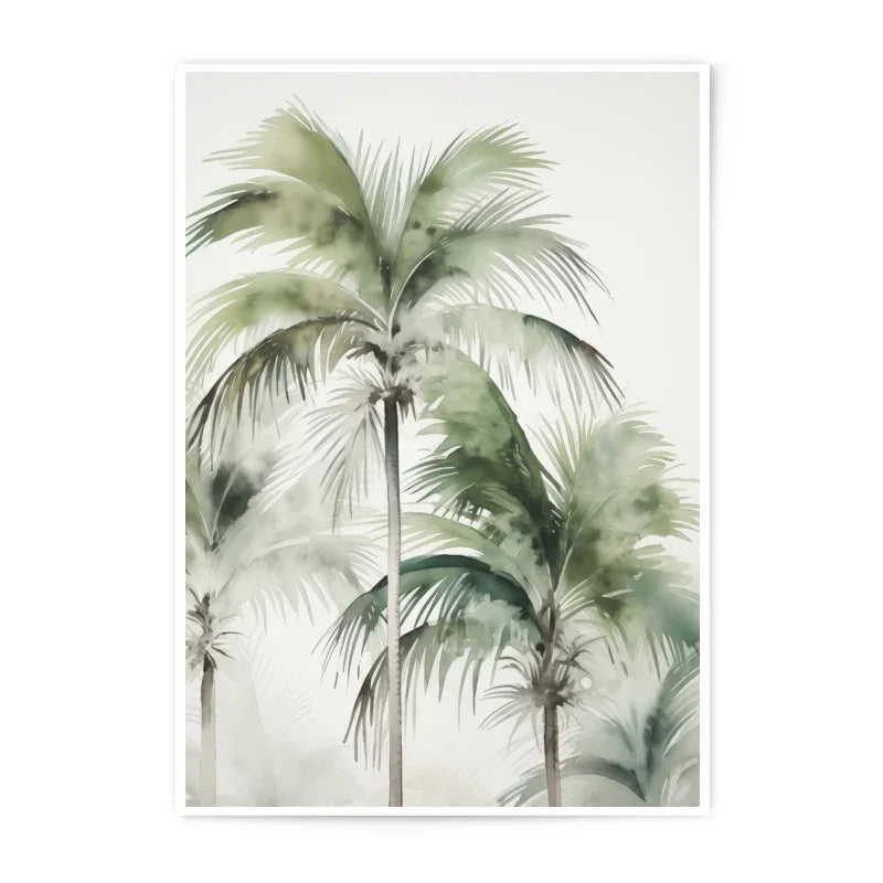 Tropical Palm Tree Photographic Print, Watercolor Palm Trees Art, Beach Decor, Coastal Wall Art, Summer Vibes Print - Tawshia