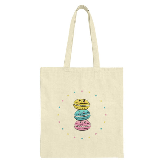 Cute Macarons Tote Bag, Foodie Gift, Sweet Treats Bag, Kawaii Aesthetic, Pastel Hearts, Dessert Lover, French Macaron Design, Trendy Tote - Tawshia