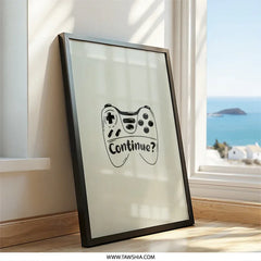 Gamer Wall Art, Continue Gaming, Video Game Wall Decor, Gift for Gamers, Play Room Wall Art, Gaming Controller Art Print, Game Room Decor - Tawshia