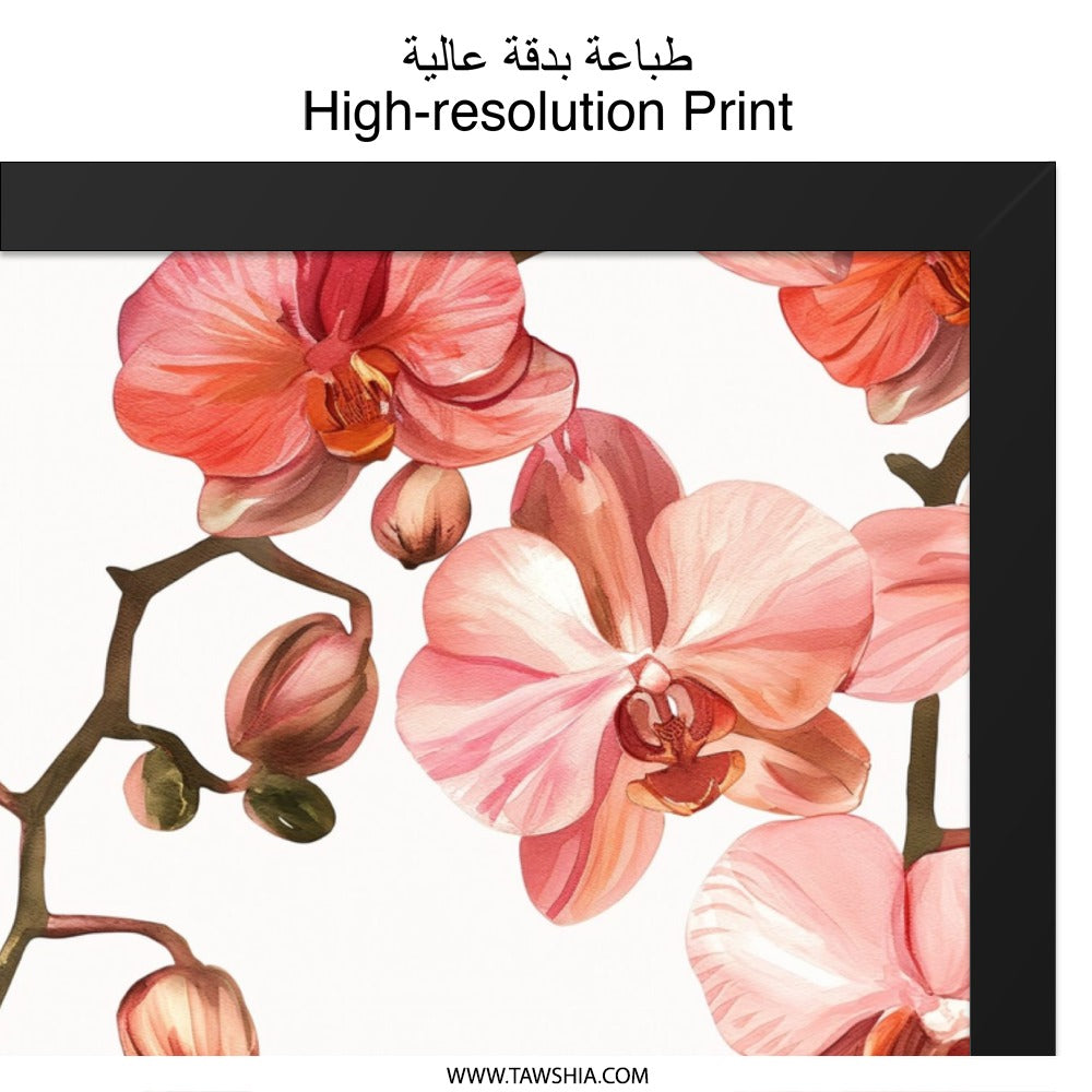 Orchid Wall Art, Floral Print, Botanical Art, Flower Wall Decor, Pink Orchid Painting, Modern Wall Art, Home Decor, Framed Wall Art - Tawshia