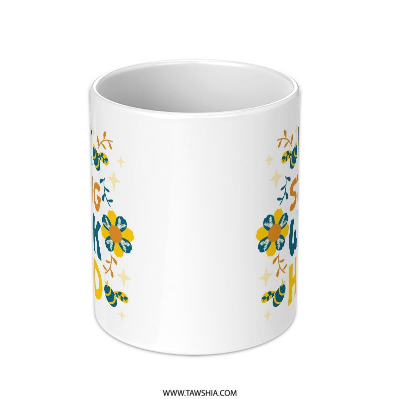 Bee Strong Work Hard Mug, Inspirational Coffee Mug, Motivational Gift Idea, Positive Vibes Mug, Cute Bee Mug, Office Mug, Gift for Her - Tawshia