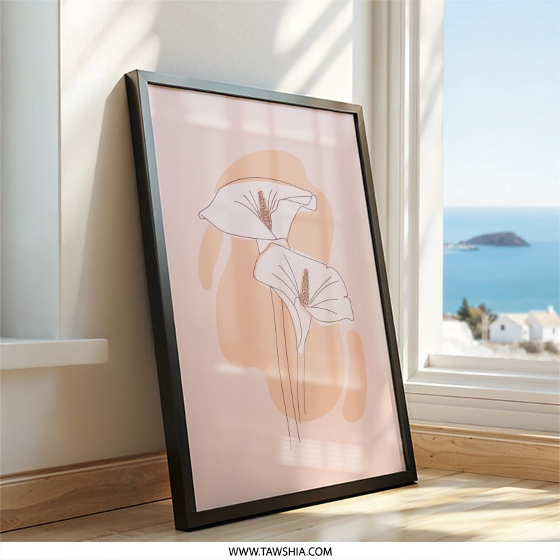 Minimalist Calla Lily Line Art Wall Art, Floral Print, Modern Home Decor, Botanical Artwork, Elegant Flower Illustration - Tawshia