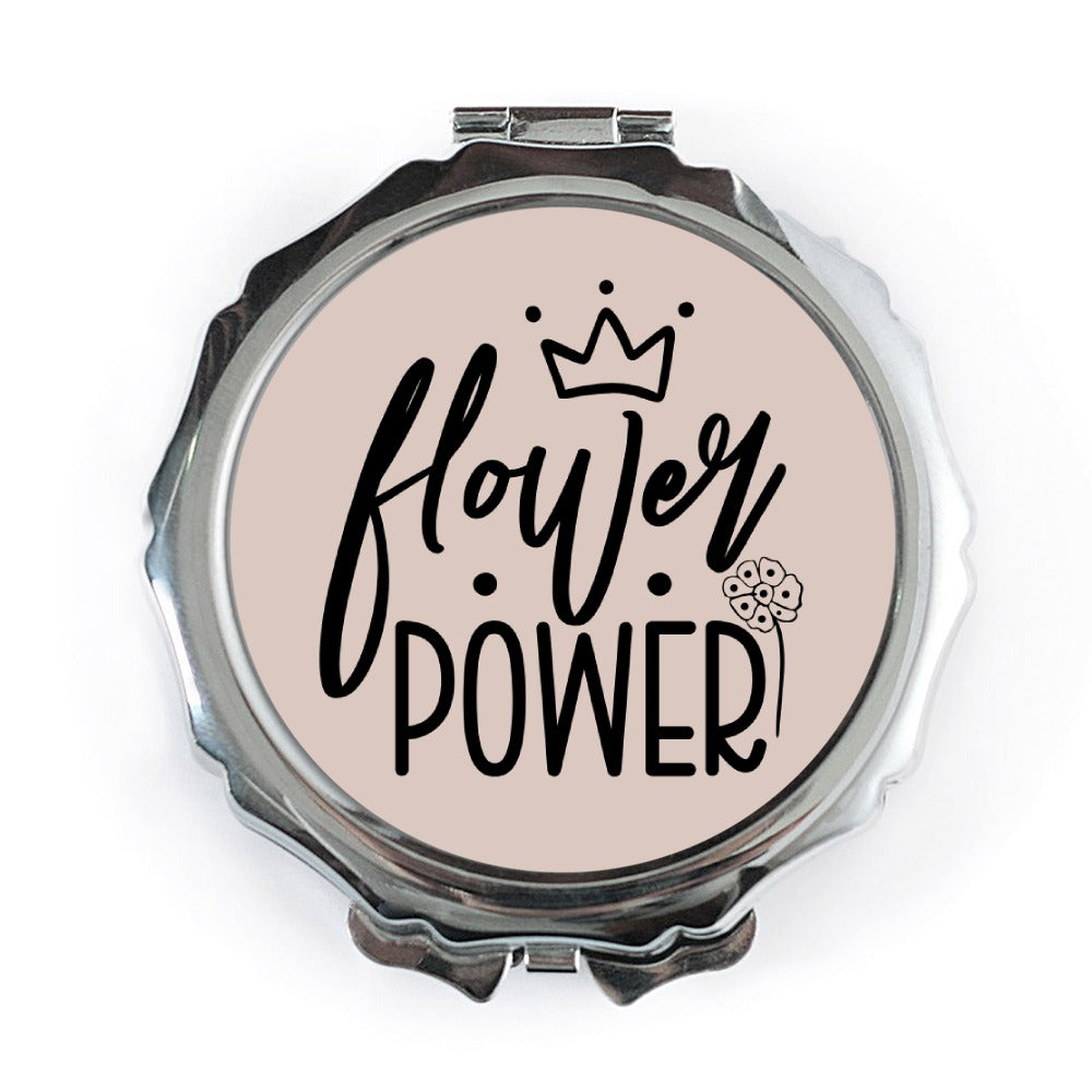 Flower Power Pocket Mirror, Floral Crown Compact Mirror, Empowering Pocket Mirror, Gift For Her, Cute Pocket Mirror, Small Pocket Mirror - Tawshia