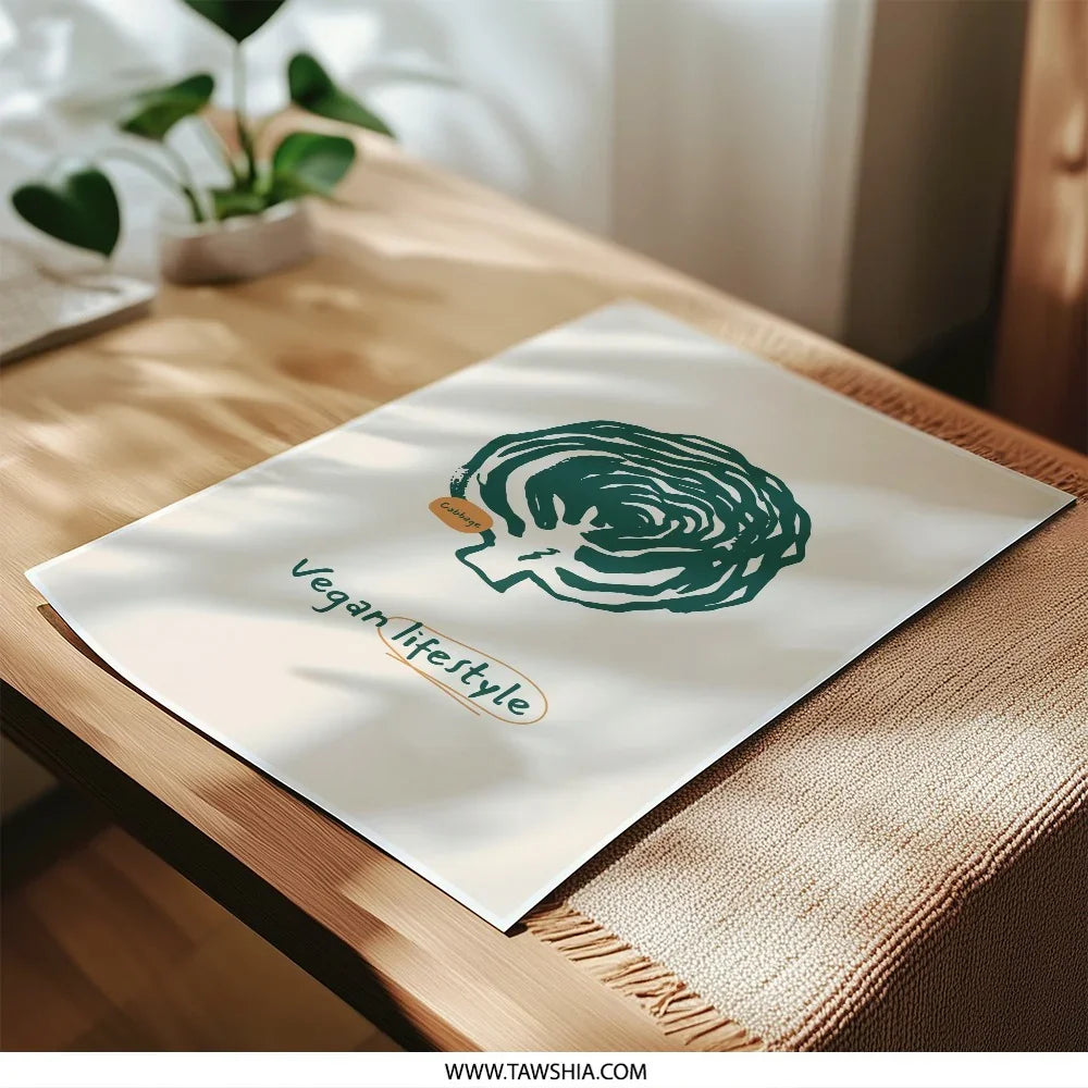 Cabbage Photographic Print, Vegan Lifestyle Art, Vegetable Wall Decor, Kitchen Art Print, Healthy Eating Poster, Minimalist Art, Foodie Gift - Tawshia