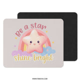 Be A Star Mouse Pad, Shine Bright, Kawaii Star, Cute Rainbow, Inspirational Mousepad, Motivational Desk Decor, Office Accessory - Tawshia