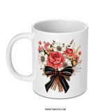 Floral Bouquet Mug, Red Rose Design, Decorative Coffee Mug, Flower Lover Gift, Elegant Tea Mug, Unique Mug Gift, Gift for Her - Tawshia
