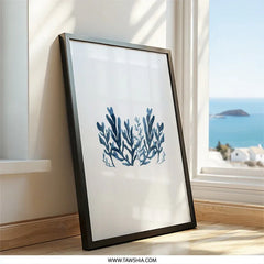 Blue Seaweed Wall Art, Coastal Decor, Botanical Print, Ocean Art, Minimalist Art Print, Modern Wall Decor, Nautical Wall Hanging - Tawshia