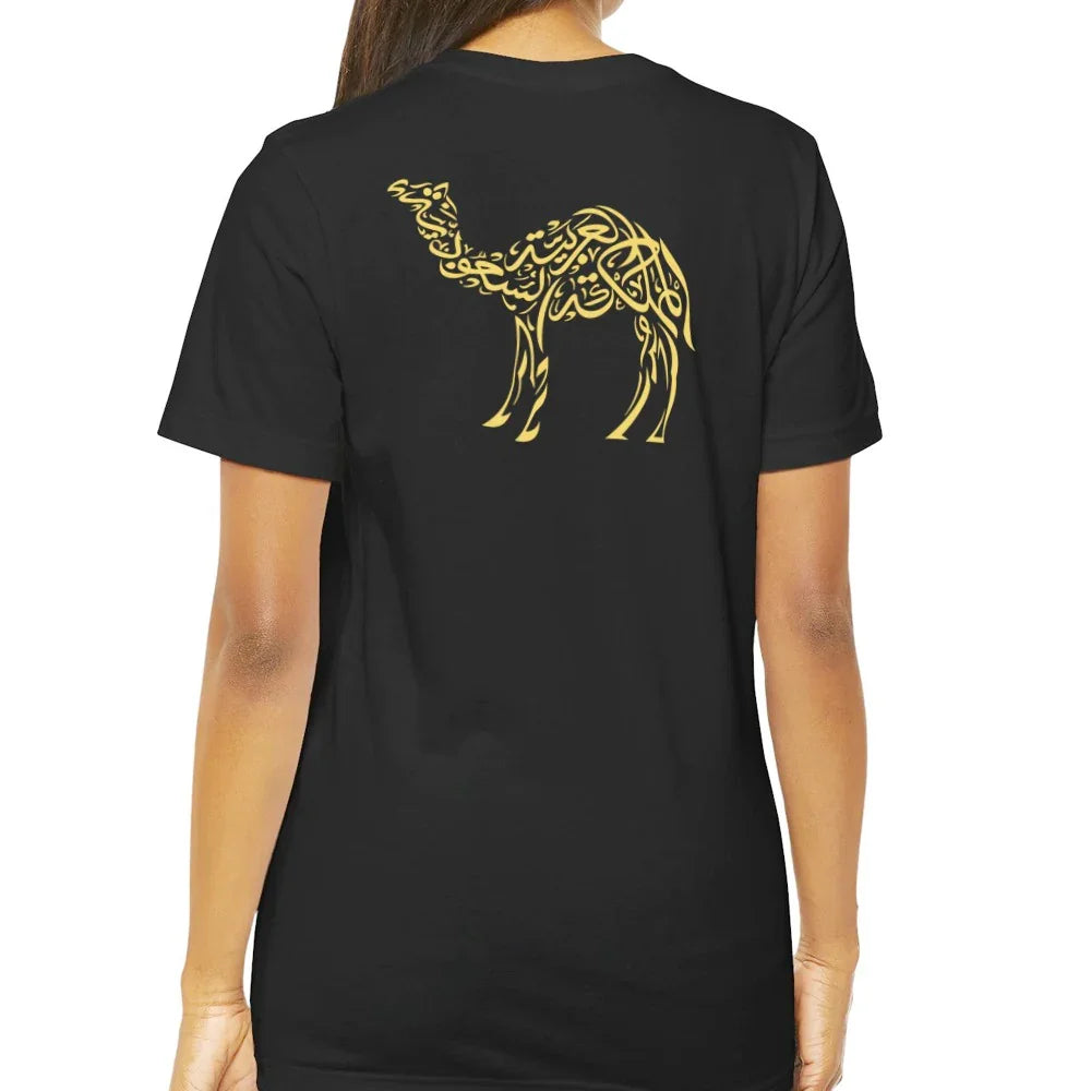 Elegant Black T-Shirt with Golden Camel Design product type