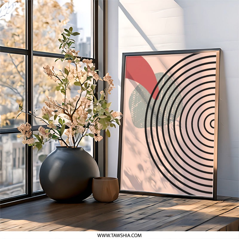 Abstract Geometric Wall Art, Modern Circle Print, Minimalist Shapes Poster, Contemporary Home Decor, Unique Wall Art - Tawshia