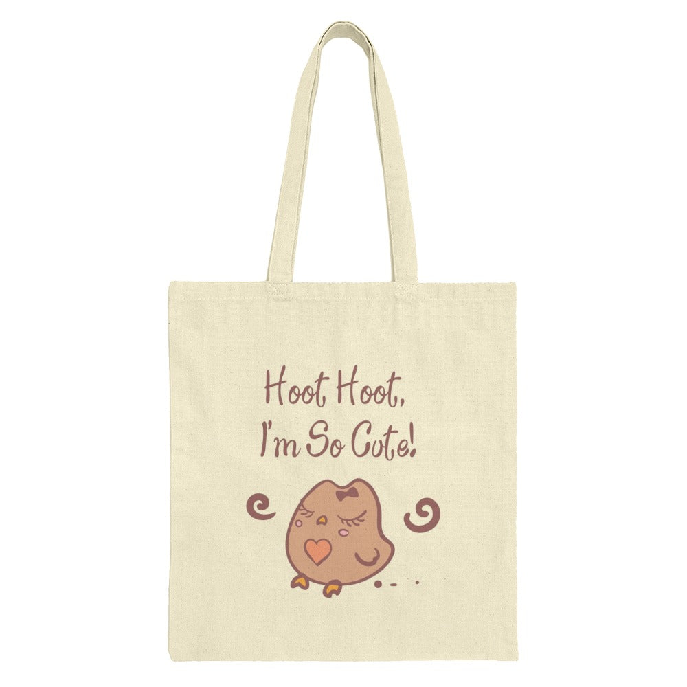 Cute Owl Tote Bag, Hoot Hoot Im So Cute, Kawaii Animal Art, Everyday Bag, Shopping Bag, Gift Idea for Owl Lovers, Reusable Tote - Tawshia