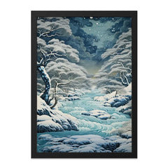 Winter Wonderland Wall Art, Snowy Landscape Print, Tranquil River Scene, Cold Season Decor, Serene Nature Art - Tawshia