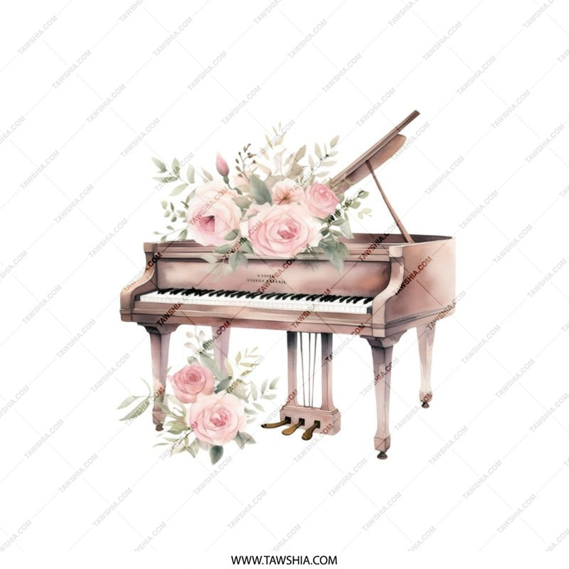 Piano Pillow, Floral Pillow, Music Room Decor, Instrument Art Pillow, Home Decor Pillow, Decorative Cushion, Elegant Pillow Design - Tawshia