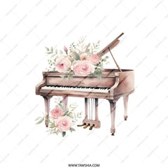 Piano Pillow, Floral Pillow, Music Room Decor, Instrument Art Pillow, Home Decor Pillow, Decorative Cushion, Elegant Pillow Design - Tawshia