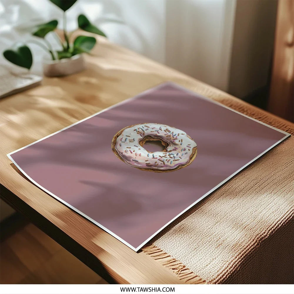 Donut Photographic Print, Food Art Print, Bakery Decor, Kitchen Wall Art, Dessert Photography, Sprinkles Donut Photo, Yummy Treat Print - Tawshia