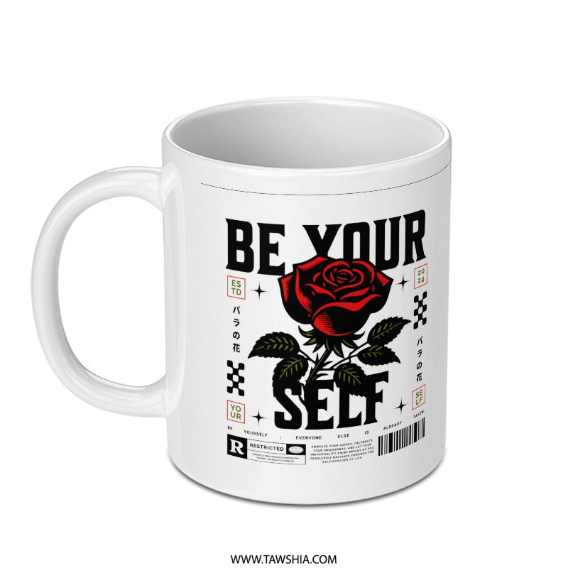 Be Your Self Rose Design Printed Mug product