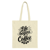 Coffee Lover Tote Bag, Life Begins After Coffee, Trendy Tote Bag, Gift for Her, Coffee Addict Bag, Everyday Tote, Reusable Grocery Bag - Tawshia